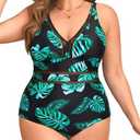Daci Women Plus Size One Piece Swimsuits Sexy Hollow Out Bathing Suit V Neck Swimwear,XL