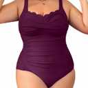 Aqua Eve Womens Plus Size One Piece Swimsuit- Tummy Control Bathing Suit Full Coverage Swimwear (Violet Purple), 18W