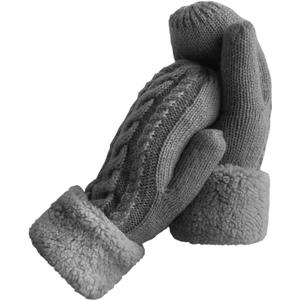 Whiteleopard Women's Winter Gloves Warm Lining - Cozy Wool Knit Thick Gloves Mittens (Dark Gray)