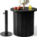 PASAMIC 2-in-1 Patio Table Umbrella & Outdoor Side Table, Large Round Small Outdoor Table with Umbrella Hole, Fits 1.5-1.9in Pole, 5Gal Water Bag Base, HDPE for Poolside, Deck, Garden Use, Black