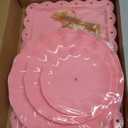 5 Pcs Dessert Table Display Set, Pink Plastic 2 Pcs Round 3 Tier Cupcake Stand Cup Cake Tower Stand with Metal Rod & 3 Pcs Serving Tray for Baby Shower, Tea Party, Wedding, Birthday Party