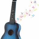 21 Inch 4 String Wooden Acoustic Guitar Ukulele Musical Instruments Perfect for Beginner (Blue)