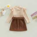 fhutpw Baby Toddler Girl Outfits Fall Winter Clothes Turtleneck Knitted Cotton Long Sleeves Tops & Button Mini Skirts Set (2-3T)