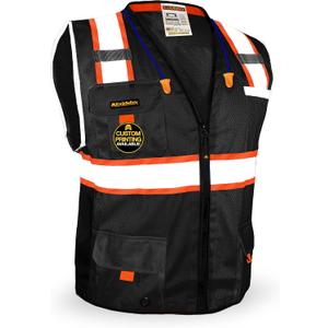 KwikSafety - Charlotte, NC - UNDERBOSS Safety Vest [11 POCKETS] Premium ANSI Class Unrated High Visibility Vest Construction Surveyor Reflective Vest Industrial Work Safety Vest for Men/Black Medium (Base Design | Black | 1 Pack)