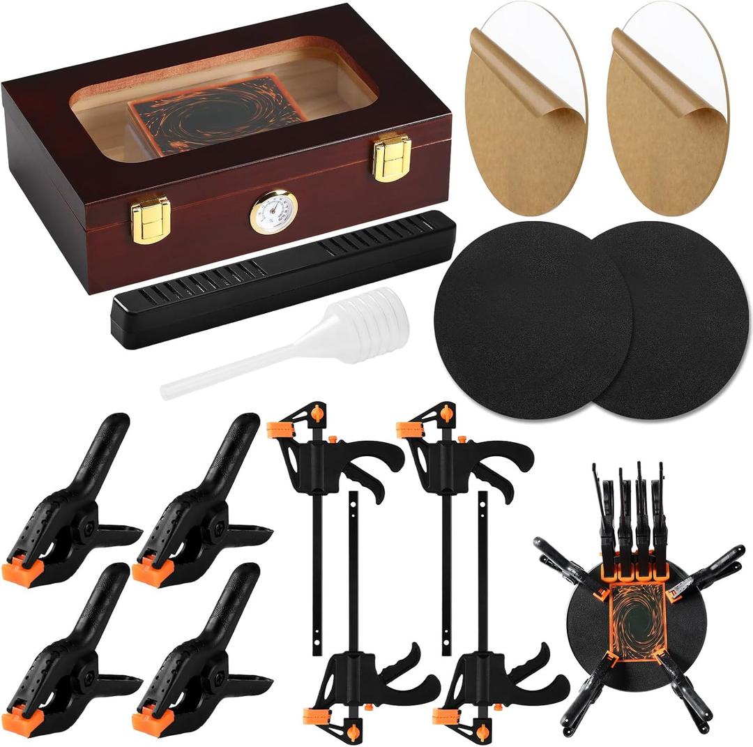 Didaey Card Flattening Kit Trading Card Flattening Tool Accessory Kit Included Humidor, 2 Acrylic Plates, 4 Vices, 4 Clamps, 2 Indent Mats for Fix Bent Cards and Flatten Lifted Edges