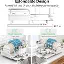 SNTD Dish Drying Rack, Expandable Dish Rack for Kitchen Counter, Stainless Steel Dish Drainer with Drainboard Set and Utensil Holder (White)