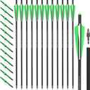 ZSHJGJR Crossbow Bolts 16 17 18 20 22 Inch Archery Carbon Crossbow Arrows with Screw-in Hunting Broadheads for Crossbow Hunting Target Shooting 6/12pcs (Green)