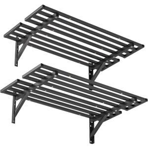 Ultrawall Heavy Duty Garage Wall Shelves, 2 x 4 ft Wall Mounted Storage Shelves, Holds Up to 800Lbs, 2Pack, Black, 48in