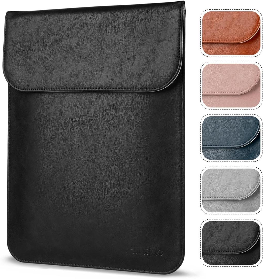 Allinside 11-12 inch Laptop Sleeve Case Compatible with MacBook Air 11 2010-2015/MacBook 12 2015-2017, Waterproof PU Leather Laptop Sleeve Bag Protective Vertical Case Cover, Black