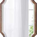 Farmhouse Oval Mirrors for Wall 16 X 22 Inch, Hanging Vintage Oval Mirrors for Bathroom, Distressed White Rustic Wood Framed Entryway Mirror with Scalloped Corner Living Room