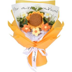 Crochet Flower Bouquet Crochet Flowers Gifts for Women Handmade Ideal for Mom Wife Best Friend Girlfriend Suitable for Anniversary Graduation Wedding Home Decor