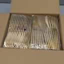 Rubtlamp 180 Pcs Gold Plastic Silverware - Disposable Plastic Utensils - Hammered Plastic Forks And Spoons - Gold Plastic Cutlery Set Include 60 Forks, 60 Knives And 60 Spoons for Party