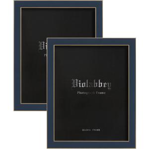 VIOLABBEY 11x14 Picture Frame Navy Blue Set of 2, Modern Style 11 by 14 Photo Frame, High Definition Tempered Real Glass, Wall or Tabletop Display