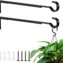 14 Inch 2 Pack Heavy Duty Outdoor Plant Hangers for Hanging Baskets, Iron Plant Brackets Outside, Metal Plant Wall Hooks for Lantern, Bird Feeder (Black)