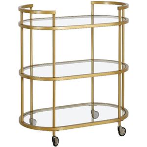 Henn&Hart 30" Wide Oval Bar Cart in Brass, Bar Carts for the Home