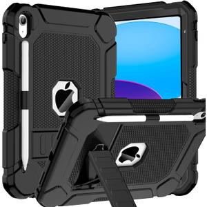 BMOUO for iPad A16 11th Generation Case (11 Inch, 2025), iPad 10th Generation 10.9" 2022 - with Kickstand & Pencil Holder, Heavy Duty Shockproof Protective iPad 11th 10th Gen Case, Black