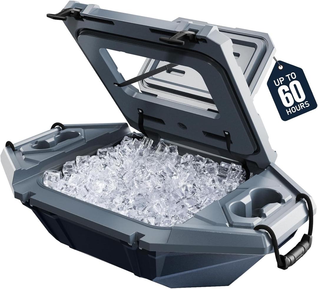 Floating Cooler  32 QT up to 60 Hours Amphibious Ice Chest - Kayak Camping Coolers for Lake, River, SUP, Fishing, Boat, Pool, Party, Beach & More (Navy Blue)
