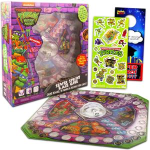 Teenage Mutant Ninja Turtles Pop Up Board Game - Bundle with TMNT Board Game for Kids with Pop Up Dice Plus Stickers, More | Teenage Mutant Ninja Turtles Games for Birthday Party