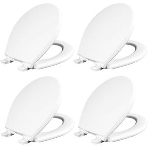 Mayfair Cassel Slow Close Toilet Seat, Easy Clean, Non Slip Premium Wood Seat, Easy Install, Made in USA, Round, White, 4-Pack