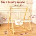 FUNLIO Montessori Wooden Swing Set for Toddlers 6-36 Months, Foldable Indoor Baby Swing Set of Durable Pine, Portable with 4 Sandbags &Extension Straps, Toddler Swing for Indoor/Outdoor