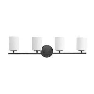 Replay Collection 4-Light Etched Glass Modern Bath Vanity Light Textured Black