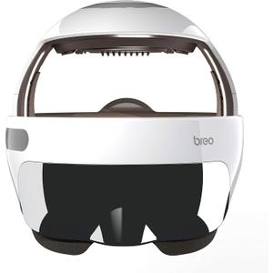 Breo iDream5s Electric Head Massager, 3-in-1 Head &Eye & Neck Massage Helmet with Heat, APP Control, Cordless Design for Relieve Migraine & Stress, Adjustable Size, Removable Goggles, White-Unisex