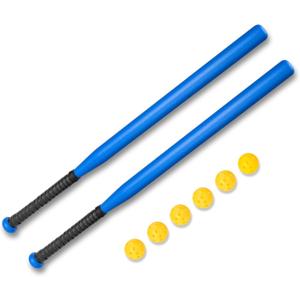 Hikeen 13 Pcs Baseball Bat Set Include 2 Plastic Baseball Bat 32 Inch & 6 Plastic Balls, 5 Throw Downs Base Indoor Outdoor for Baseball Softball Batting Practice Kids Youth Adult, One Size
