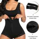 YIANNA Fajas Colombianas Shapewear for Women Postpartum Tummy Control Body Shaper Butt Lifter Bodysuit (Black, L)