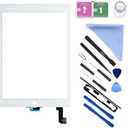 First Choose New Glass Touch Screen Digitizer Replacement for iPad Air 2 9.7" 2nd Gen A1566 A1567 and Pre-Installed Adhesive with Repair Tools Kit (Without Home Button,Not Include LCD) (White)