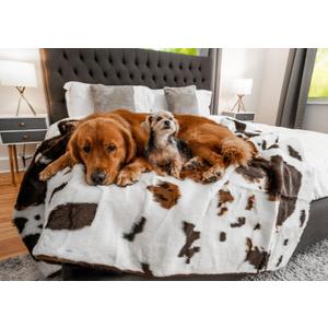 PupProtector Waterproof Throw Blanket, Brown Cowhide, 60x50 | Waterproof, machine washable — protects couches, beds & car seats