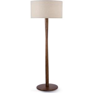 62" Tall Rustic Wood Floor Lamp for Living Room, Farmhouse Walnut Wood Floor Lamps with Linen Shade, UL Listed Standing Lamps with Wooden Base for Bedroom, Corner, Living Room, Office, Beige Shade