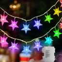 Echosari Star String Lights Battery Powered, 13ft 40LED Christmas Star Fairy Light with Timer for Kids Gift Bedroom Wedding Party Decor (Multicolor)