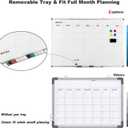Comix Magnetic Dry Erase Calendar Whiteboard, 36 x 24 Inches Monthly Calendar Dry Erase Board for Wall, Aluminum Frame Planner White Board with Dry Erase Markers, Eraser, Magnets