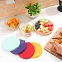 4 Cup Round Silicone Storage Cover Lids Replacement for Anchor Hocking and Pyrex 7201-PC Glass Bowls (Container not Included) (Mix) 4 Pack