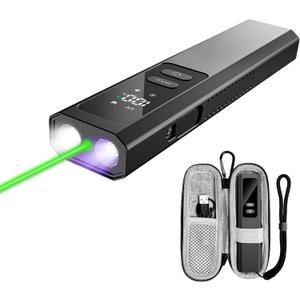 EDC Pocket Flashlight, 1300LM Rechargeable Work Light with UV Light, Green Beam & Side Floodlight, Magnetic Flashlight with Display for Maintenance & Technicians LT-010(Black)