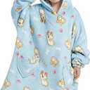 Wearable Blanket Hoodie for Kids Oversized Sherpa Blanket Hoodie for Kids Boys Girls Teens 6-13YR,Blue Corgi