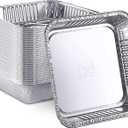 Fig & Leaf (20 Pack) 7” x 7” Square Baking Cake Pans| Disposable Aluminum Foil Tins l Portable Food Containers l Perfect for Roasting Toaster Oven Broiling Cooking