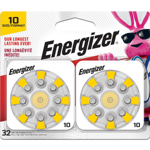 Energizer Hearing Aid Batteries Size 10, Yellow Tab, 32 Pack