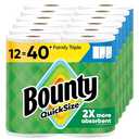 Bounty Quick-Size Paper Towels, White, 12 Family Triple = 40 Regular Rolls