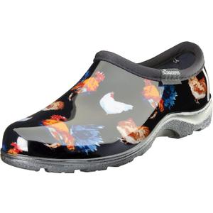 Sloggers Original Waterproof Rain and Garden Shoe for Women– Outdoor Slip-On Garden Clog - Made in The USA with Premium Comfort Insole and Arch Support - Classic Chicken Black, Size 10