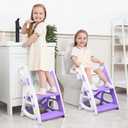 Potty Training Seat, Primlect Upgrade Ultra-Stable Toddler Toilet Seat for Kids Boys Girls, 2 in 1 Potty Training Toilet with Step Stool, Adjustable Seat and Ladder, Non-Slip Pad, Splash Guard(Purple