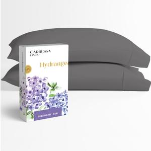 Carressa Linen 100% Egyptian Cotton King Size Pillow Cases Set of 2 - Luxury 600 Series Hydrangeas Collection King Pillowcases (Dark Grey), Soft Cooling, Sateen Weave Hotel Quality Bed Pillow Cover (03: Graphite Gray)