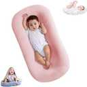 Lucakuins Baby Lounger, Bionic Design, Newborn to 24 Months, Soft Organic Cotton, Breathable, Pink, Portable, 19x4x4 inches
