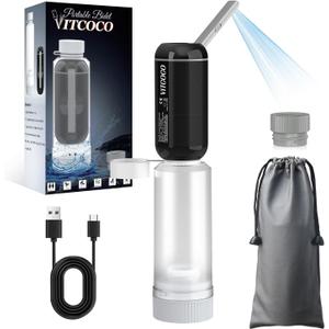 Portable Bidet for Travel, VITCOCO Rechargeable Electric Travel Bidet Sprayer with Adaptor, Waterproof High Pressure Handheld Bidet for Women Men Baby Cleaning (Black)