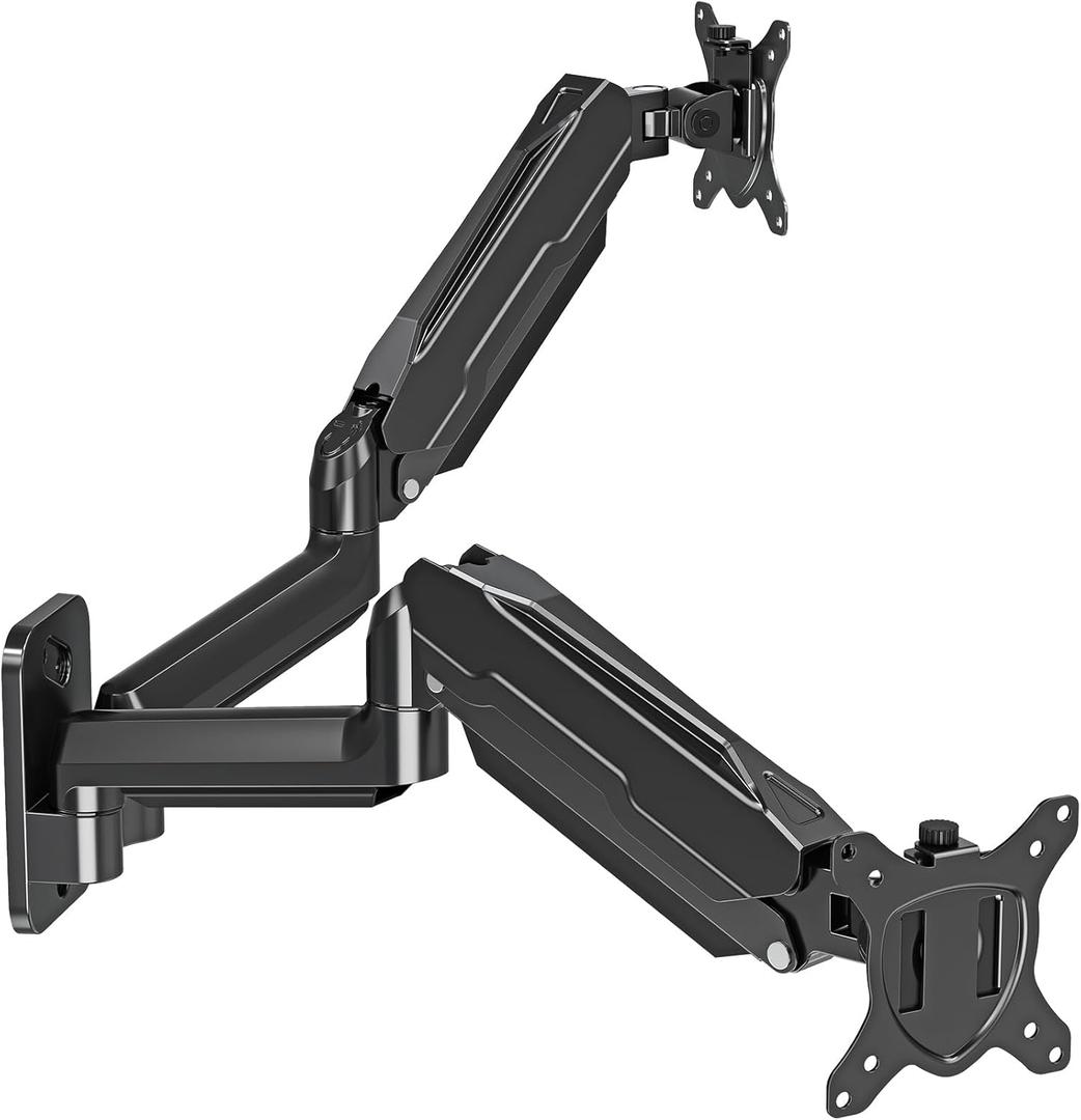 MOUNT PRO Dual Monitor Wall Mount for 13 to 32 Inch Computer Screens, Wall Monitor Arm for 2 Monitors, Each Holds Up to 19.8lbs, Full Motion Wall Monitor Mount with VESA 75x75/100x100 (Black)