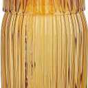 elle decor Ribbed Bedside Water Carafe with Tumbler Set | Ribbed Glass Pitcher and Matching Drinking Glass Doubles as Lid | 39-Ounce Jug for Guest Room, Office, or Gift | 4 x 9.5 (Amber)