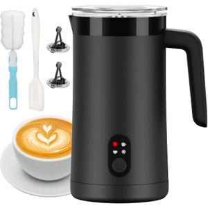Milk Frother, 4-in-1 Electric Milk Steamer and Frother, 13.5oz/400ml Automatic Large Capacity Warm and Cold Foam Maker, Milk Warmer and Coffee Frother for Latte, Cappuccino, Macchiato(Black)