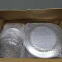 BESTSTAR 200PCS Clear Gold Plastic Plates Set, 100 10.25 inch Dinner Plates and 100 7.5 inch Dessert Plates, Disposable Plates for Party, Wedding