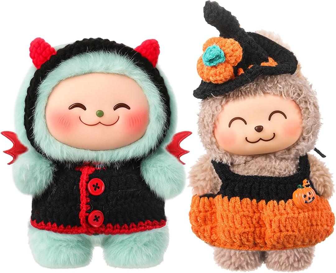 2 Sets Halloween Doll Clothes for 17 cm Doll Cute Pumpkin Demon Costume Outfit Set Fits 6.7 Inch Clothes Accessories for Halloween Holiday Daily Costume