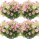 10 Bundles Artificial Flowers Outdoor UV Resistant Fake Flowers No Fade Faux Plants Garden Porch Window Box Decorating (Pink)